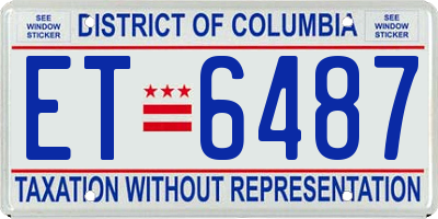 DC license plate ET6487