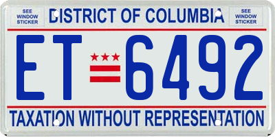DC license plate ET6492