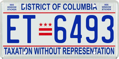 DC license plate ET6493