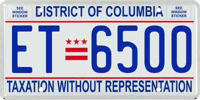 DC license plate ET6500