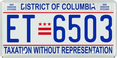 DC license plate ET6503