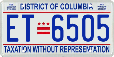 DC license plate ET6505