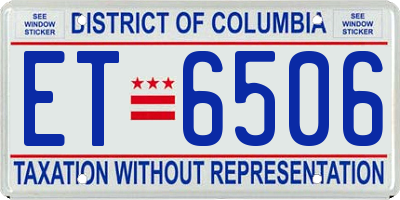 DC license plate ET6506