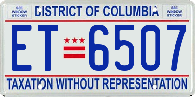 DC license plate ET6507