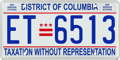 DC license plate ET6513
