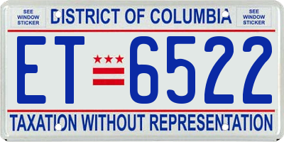 DC license plate ET6522