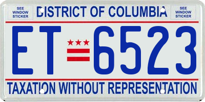 DC license plate ET6523