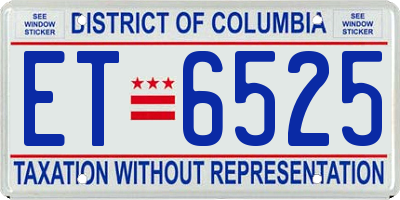 DC license plate ET6525