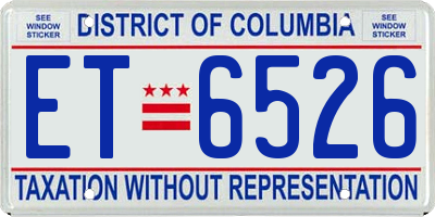 DC license plate ET6526