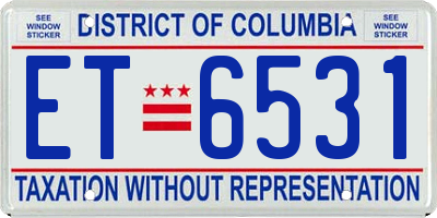 DC license plate ET6531
