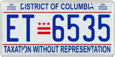 DC license plate ET6535