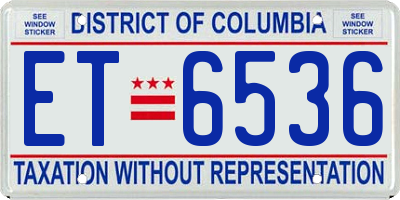 DC license plate ET6536