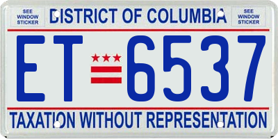 DC license plate ET6537