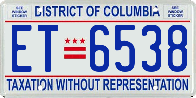 DC license plate ET6538
