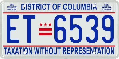 DC license plate ET6539