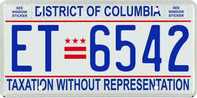 DC license plate ET6542