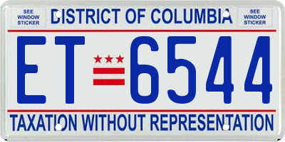 DC license plate ET6544