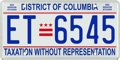 DC license plate ET6545