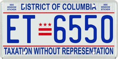 DC license plate ET6550