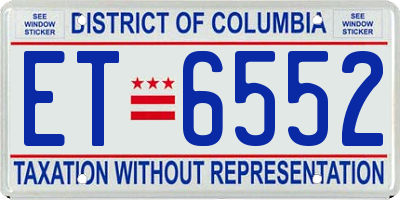 DC license plate ET6552