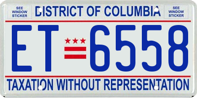 DC license plate ET6558