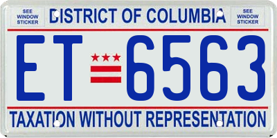DC license plate ET6563