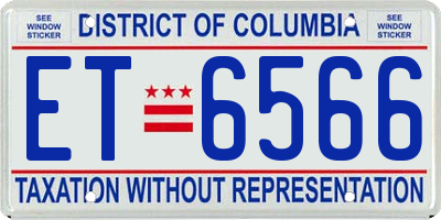 DC license plate ET6566