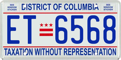 DC license plate ET6568
