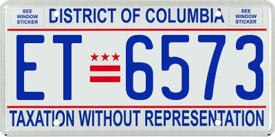 DC license plate ET6573