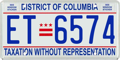 DC license plate ET6574