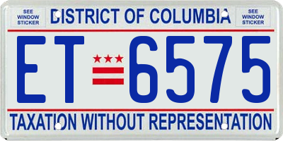 DC license plate ET6575