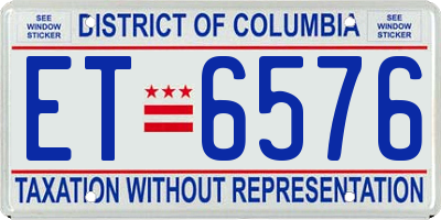 DC license plate ET6576