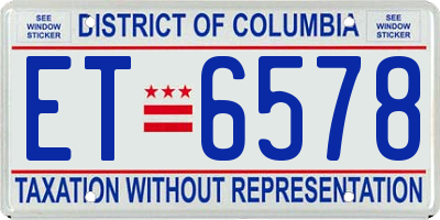 DC license plate ET6578