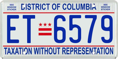 DC license plate ET6579