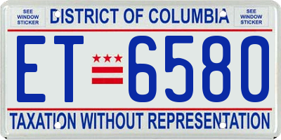 DC license plate ET6580