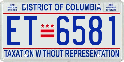 DC license plate ET6581