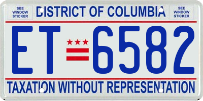 DC license plate ET6582