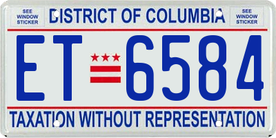 DC license plate ET6584