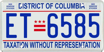 DC license plate ET6585