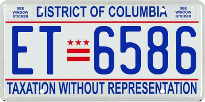 DC license plate ET6586