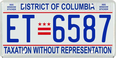 DC license plate ET6587