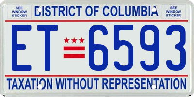 DC license plate ET6593