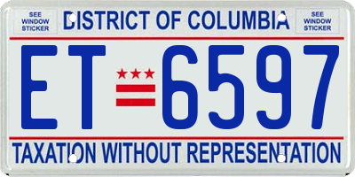 DC license plate ET6597