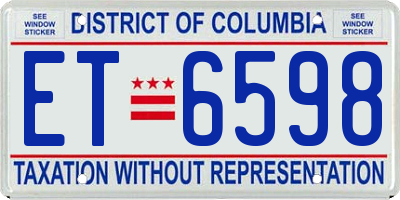 DC license plate ET6598