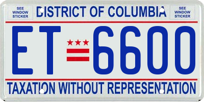 DC license plate ET6600