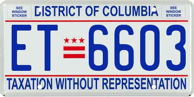 DC license plate ET6603