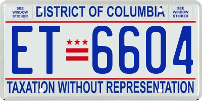 DC license plate ET6604