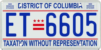 DC license plate ET6605