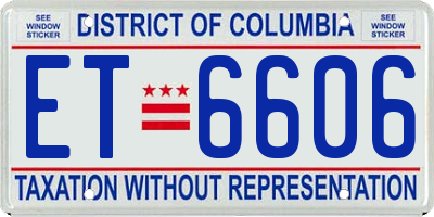 DC license plate ET6606