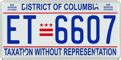 DC license plate ET6607